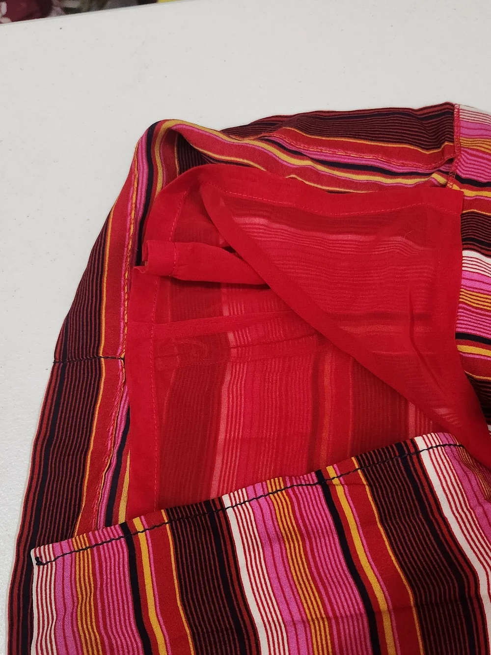 Tory Burch Skirt Striped Button Front Midi Pink Brown & Orange